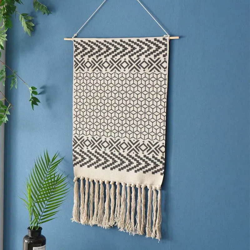 Hand Knotted Tapestry Wall Hanging Bohemian Room Geometric Art Beautiful Apartment Dorm Home Decor Tapestry