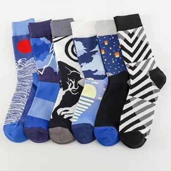 

High Socks Style Man Cotton Mens Sox Stripe Colorful Standard Sock Cartoon Men Comfortable Spring Autumn Classic for Men Socken