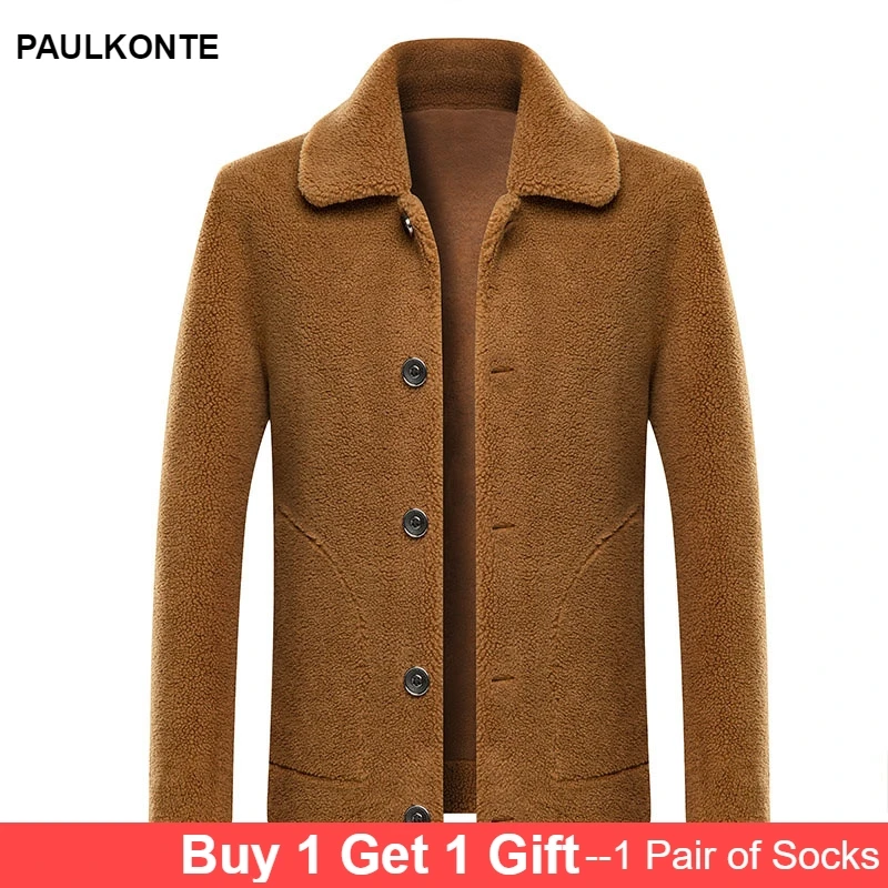 

2019 winter new men's warm double-faced wool woolen coat high quality fashion simple classic wild men's clothing