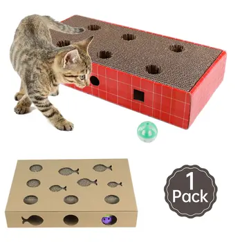

Natural Color Corrugated Cat Scratch Board With Hole Bell Cat Toy Cat Scratch Pad To Send Catnip For Big Cat