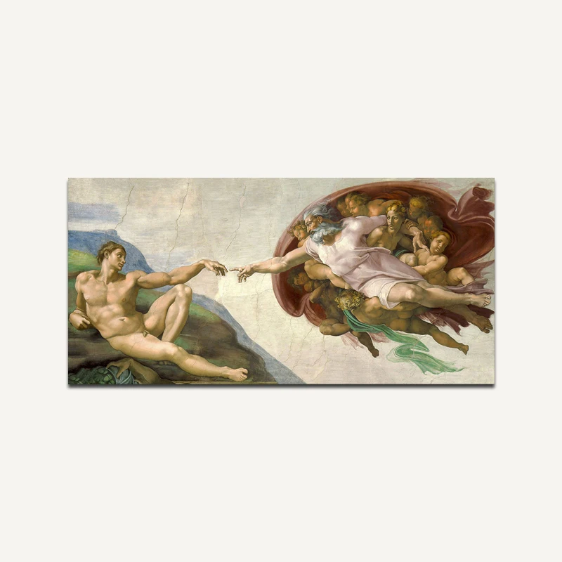 Creation Of Adam By Fresco Of Michelangelo Poster And Prints Decor For Living Room Canvas Painting Wall Art Picture Home Posters