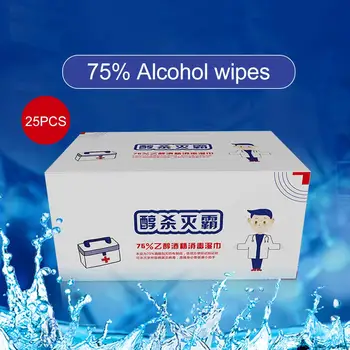 

25Pcs Disposable Sterilization Wipes 75% Alcohol Wipes Portable Cleaning Wipes Hand Wash Wet Wipes Skin Cleaning