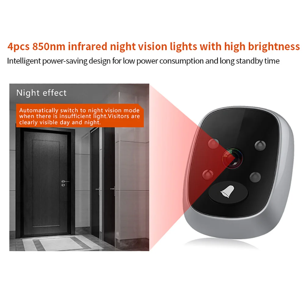 

Electronic Wireless Video Voice Doorbell Night Vision Wide Angle Long Standby HD Doorbell AS99