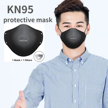 

KN95 Washable Silicon Face Mask with Filter Respirator Activated Carbon Protective Dust Mouth Caps Unisex Reusable Mascarilla