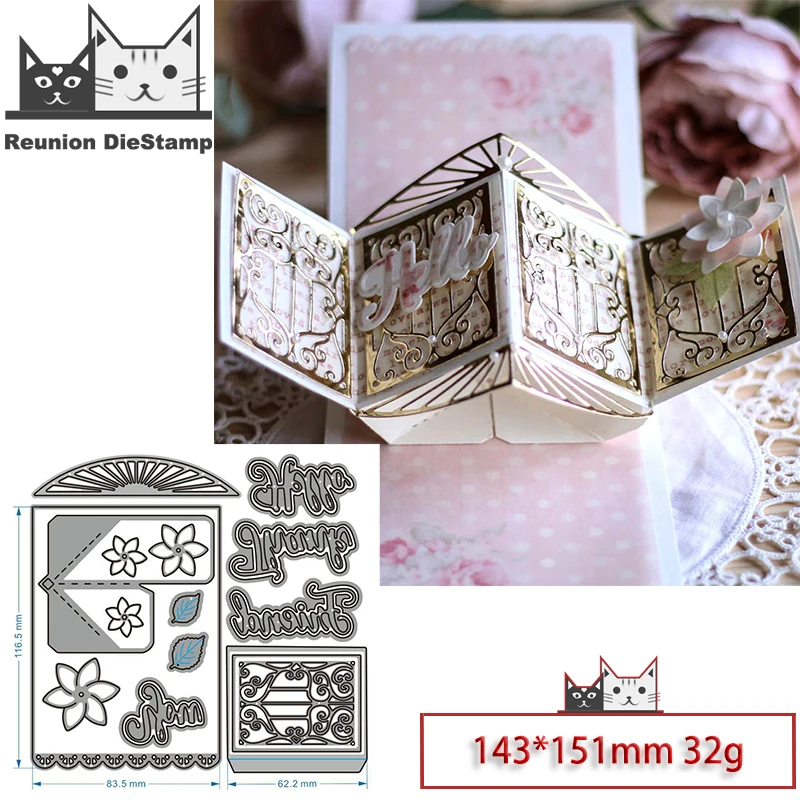

Reunion New Design Craft Metal Die Cuts Trick Card Ejected Cutting Die Scrapbooking Album DIY Paper Card Embossing Stencils