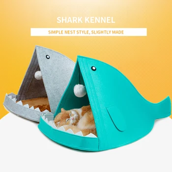 

Cute Cat and Dog Kennel Fish-shaped Felt Pet Kennel Removable and Washable Pet Cat Kennel Dog Beds for Large Dogs Cat Blanket