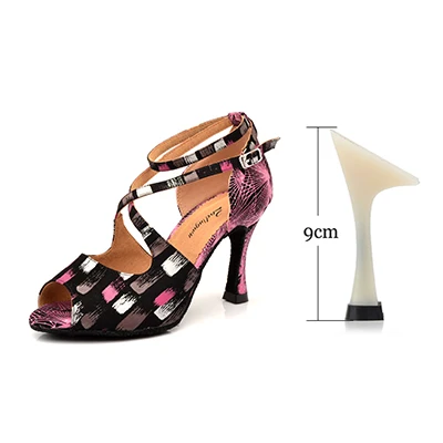 Pink 9cm Ladingwu/Брендовая обувь для латинских танцев; специальный материал; обувь для сальсы; Танцевальная обувь; Профессиональные бальные туфли для танцев - Цвет: Pink 9cm