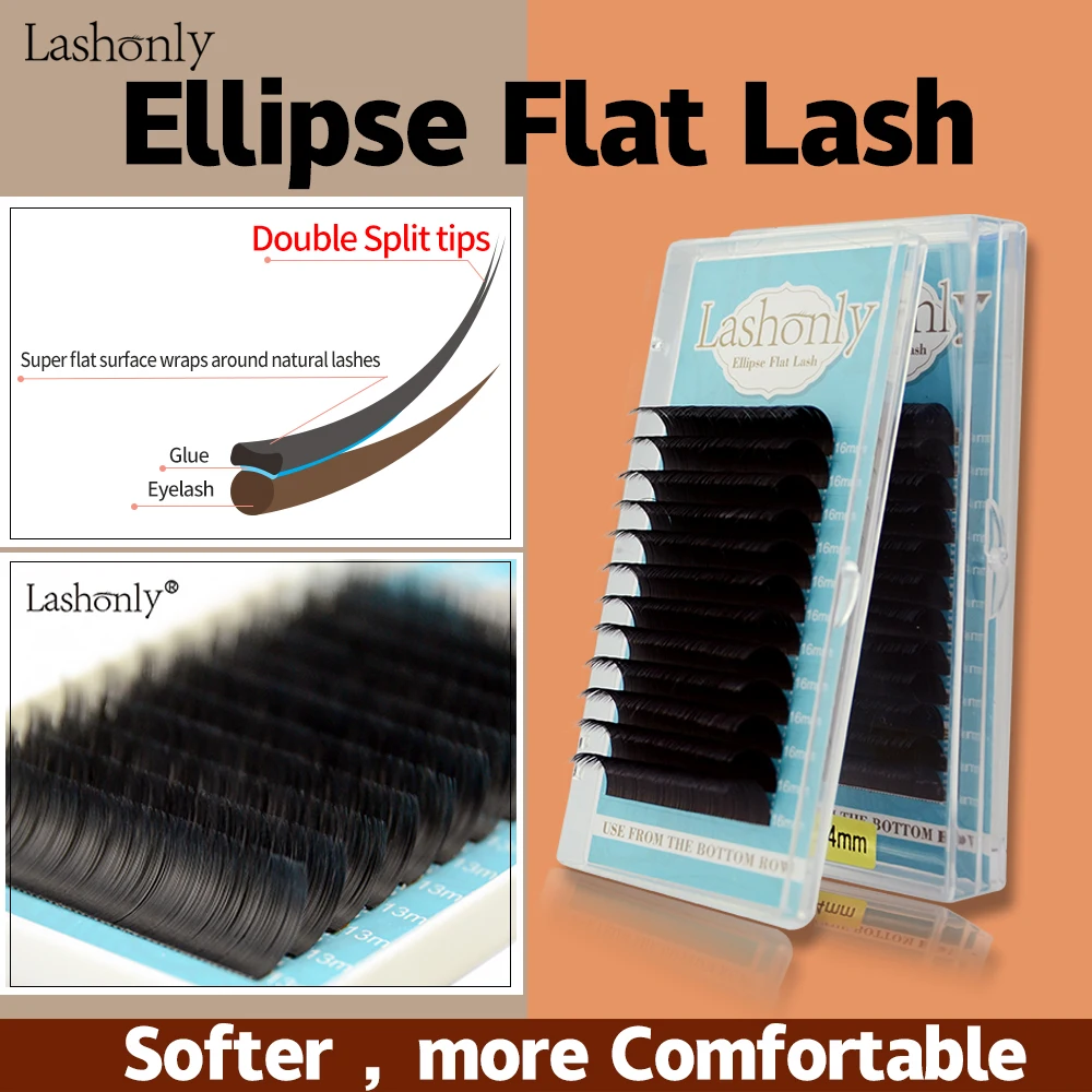 Lashonly Soft Matte Flat Ellipse Eyelash Extension Wholesale Mink False Cashmere Lashes Split Tips Faux Lash