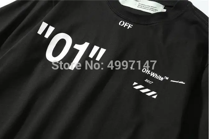 Новинка Off-White номер 01 для мужчин/женщин унисекс пара влюбленных моделей хлопок Мода Круглый вырез короткий рукав Футболка