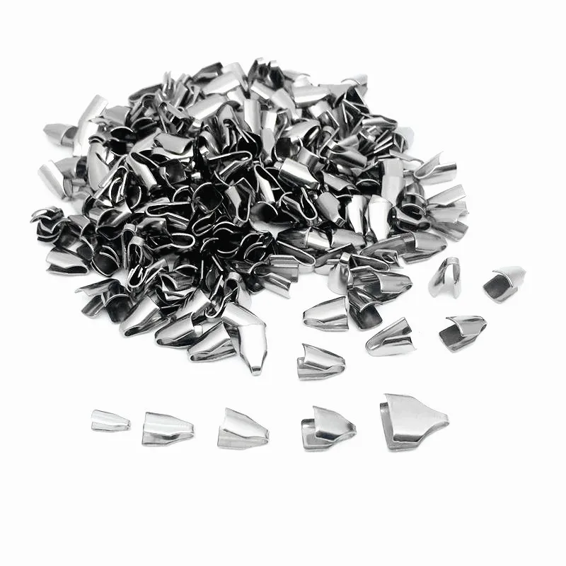 316 Stainless Steel Flat Cords Crimp End Beads Caps 100pcs/lot for Jewelry Making stainless steel chains