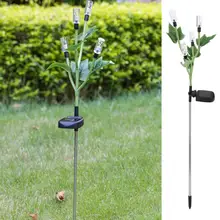 Светодиодный светильник на солнечной батарее с управлением светом, 4 головки, пузырьковый стержень, цветной светодиодный светильник на газоне для сада, двора, сада