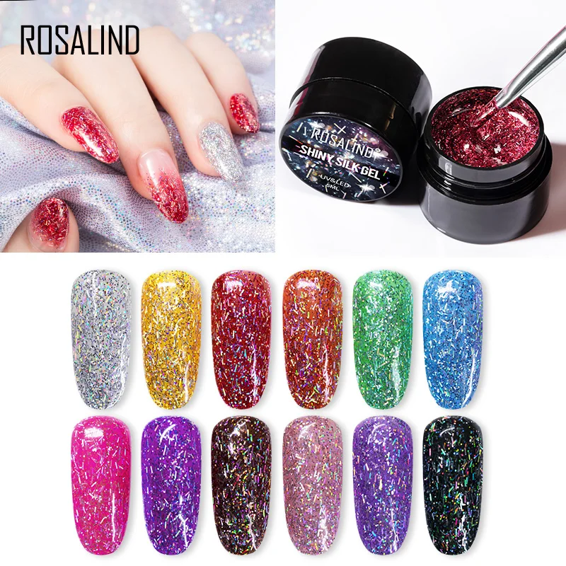 

ROSALIND UV Nail Gel Polish Neon Rainbow Hybrid Varnish Platinum 5ML Gel Paint Set For Manicure Semi permanent Base top Gel Lak