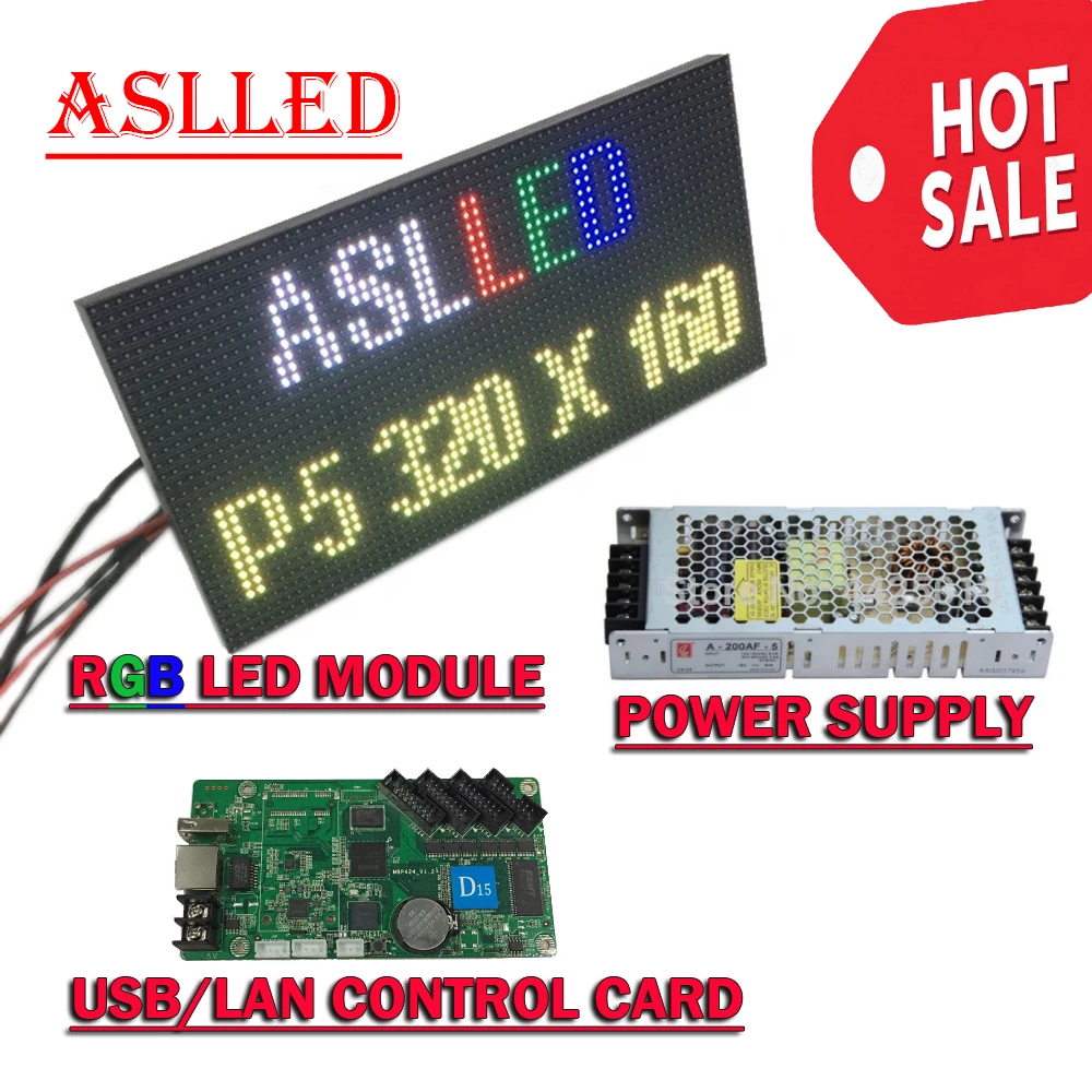 Indoor HD LED Scroll RGB Panel P5 64x32 LED Matrix Full Color Display  Module Have Power Supply And USB/LAN Control Card|CCTV Monitor & Display| -  AliExpress