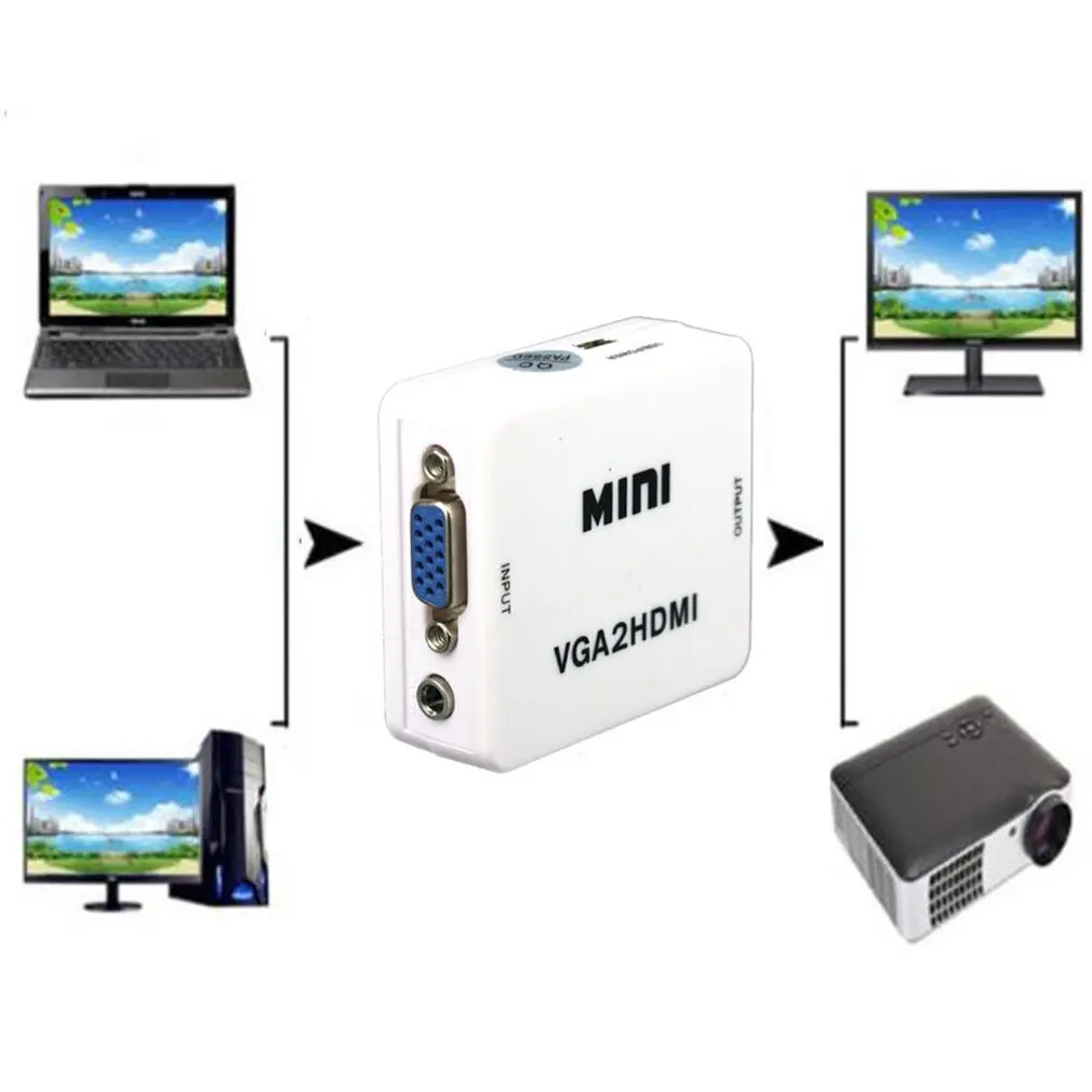 VGA2HDMI женский мини VGA в HDMI Full HD 1080P видео адаптер конвертер коробка с аудио мощность для ПК проектор ноутбук ТВ