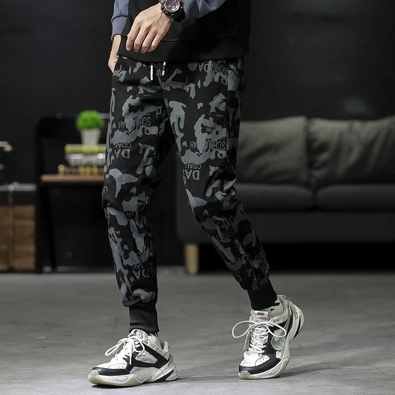 

Autumn And Winter Camouflage Harem Casual Trousers Japanese-style Loose Micro Elastic Thread Beam Leg Elastic Waistband Casual P