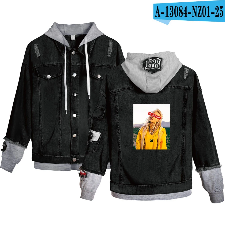 FRDUN TOMMY Billie Eilish Jacket Denim jacket coat Fashion Women/men Spring Autumn Casual Denim Basic Jackets - Цвет: As shown