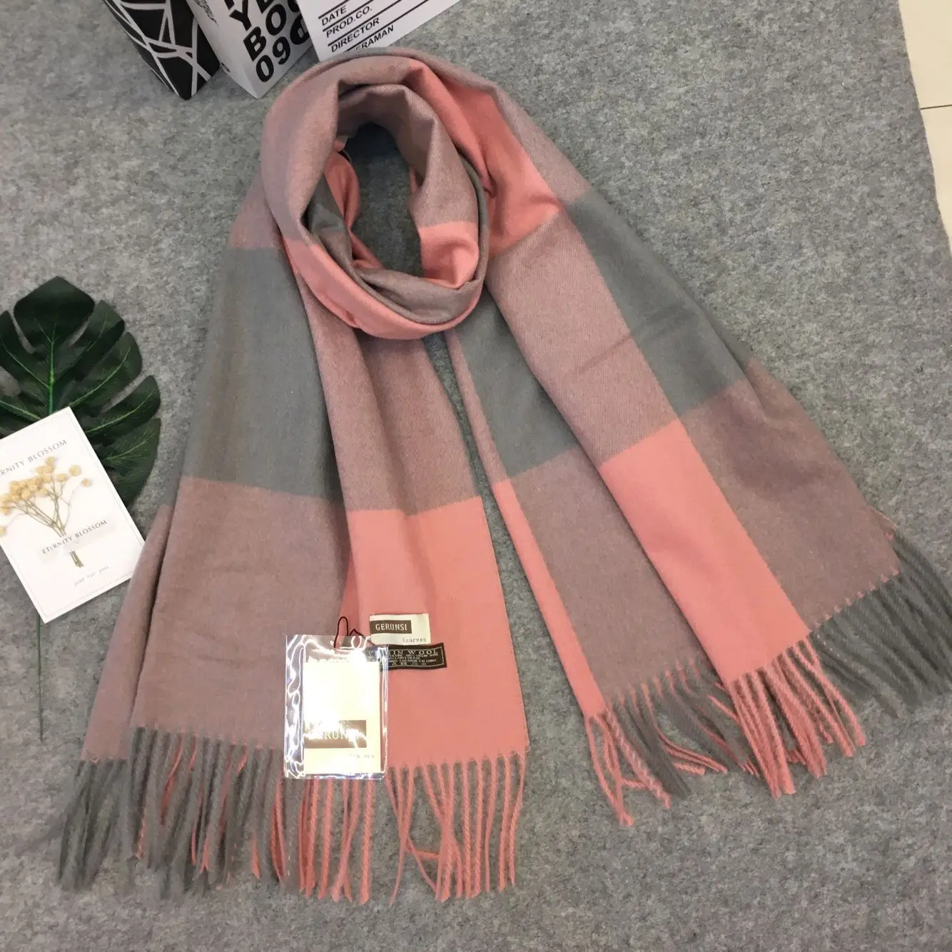Powder Gray 200 Cm Зимний теплый кашемировый шарф, модная женская накидка с бахромой - Цвет: Powder Gray 200 Cm