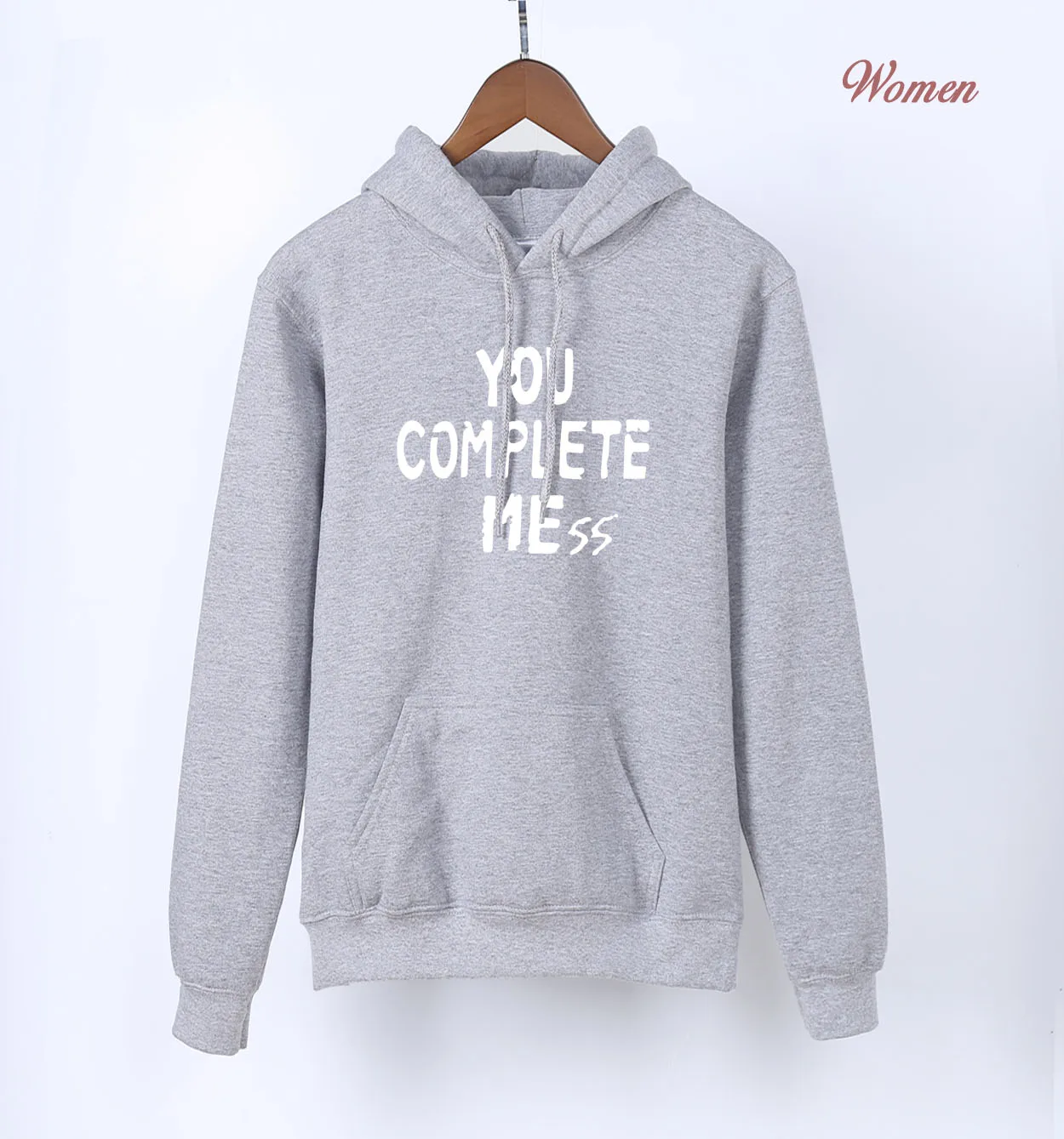 gray Забавные толстовки для взрослых с надписью You Complete Mess Me Harajuku, толстовка, весна-осень, Kawaii, женская синяя Толстовка с капюшоном, Повседневная Уличная одежда, S-XXL - Цвет: gray