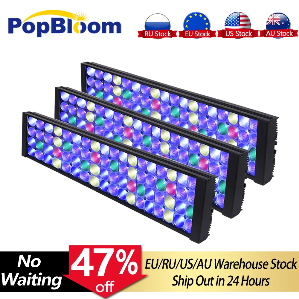 Popblom лампа для морского аквариума коралловые рифы свет УФ стерилизатор воды led rgb