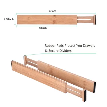 

Bamboo Drawer Divider Adjustable & Expendable Kitchen Drawer Organizer Set Of 2 Board Multi-Purpose DIY Home Office Kitchen #G