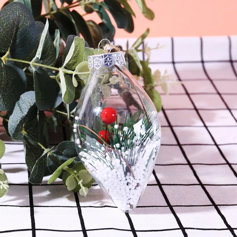 B-Christmas Tree Decorations Ball Transparent Open Plastic Clear Bauble Hanging Ornament Gift Present Box Decoration