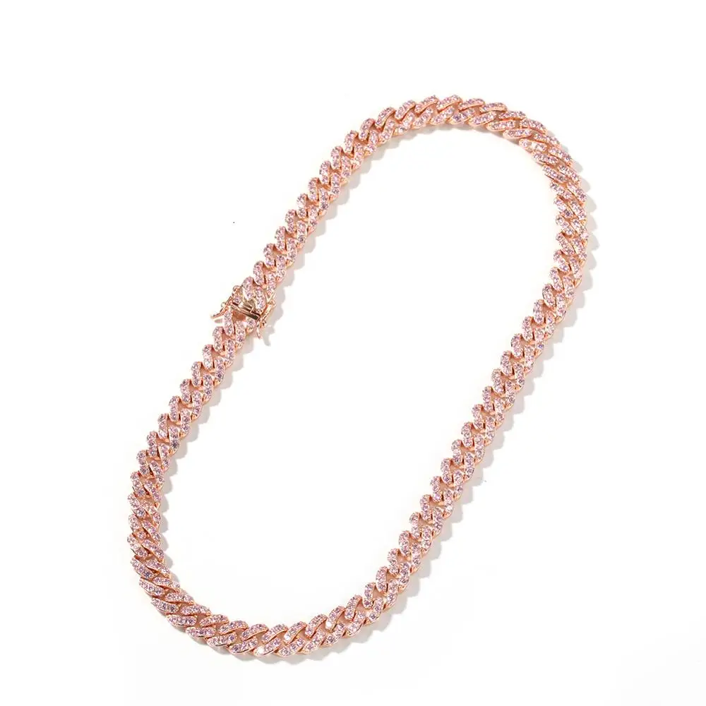 ADWLOF, 9 мм, Iced Out, розовый кубический цирконий, кубинская цепочка, ожерелье, шикарное колье, ожерелья, хип-хоп ювелирные изделия для мужчин и женщин
