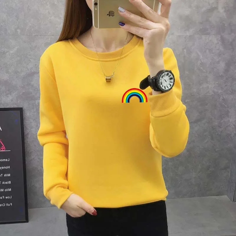 Style 9 Модная Радужная толстовка с длинными рукавами для женщин без капюшона для студентов Осень Зима плюс бархатная Свободная Толстовка для женщин - Цвет: Style 9