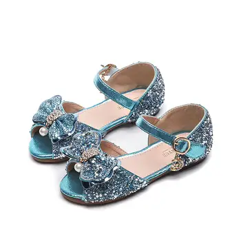 

kids sandals girls fashion cute Casual low Heels children sandals bling rhinestone Pearl bow Princess Shoes Hollow Party Shoes