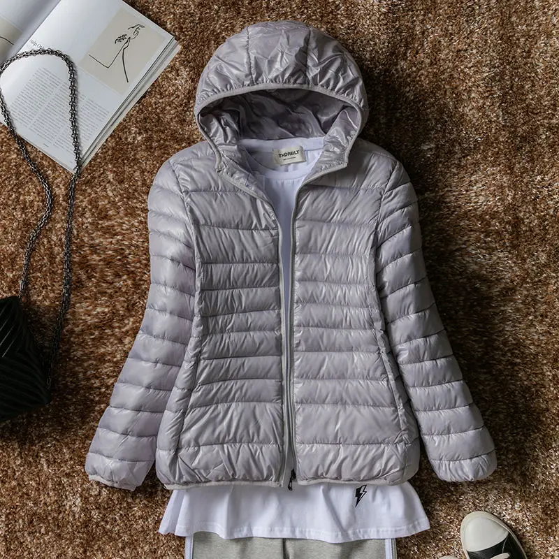 2019 autumn and winter new light thin cotton dress short Korean-style large-size slim figure-flattering hooded | Женская одежда