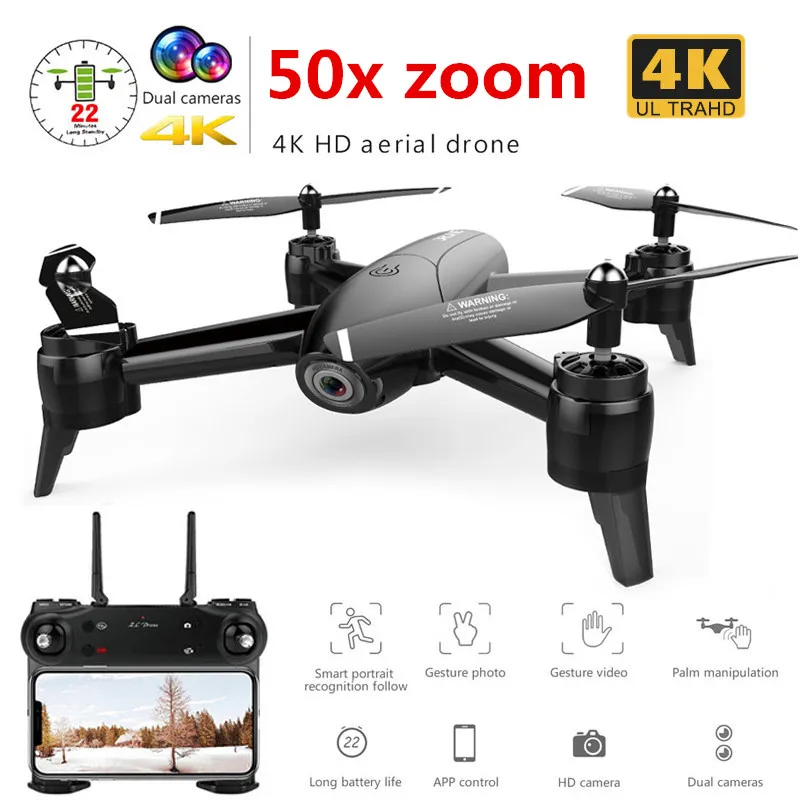 Лучший Дрон с двойной камерой 4K / 1080P Wi-Fi FPV 50x зум воздушное видео широкоугольный