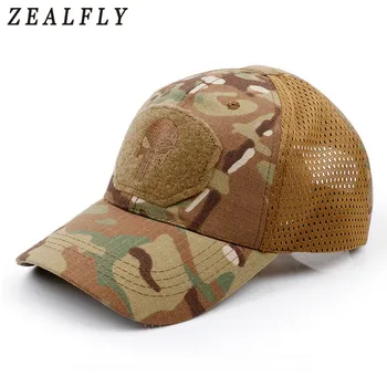 

2020 New Skull Embroidery Baseball Caps For Men Breathable Mesh Army Camouflage Male Cap Hunting Camo Dad Hats