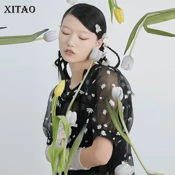 

XITAO Daisy Print Short Bandage Ponchos Women Clothes 2020 Summer New Fashion Sexy Hollow Out Match All Thin Ponchos ZLL5150