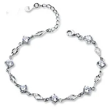 925 пробы серебряные браслеты для женщин, браслет с кристаллами и цирконием, подарок на день Святого Валентина, высококачественный популярный браслет