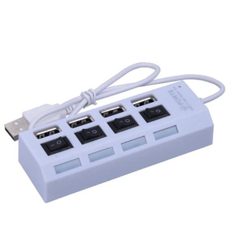 4 Port HUB White USB2.0 концентратор Мульти USB порт 4/7 портов концентратор 2,0 высокоскоростной usb-порт Hab с переключателем включения/выключения USB разветвитель для ПК Компьютерные аксессуары - Цвет: 4 Port HUB White