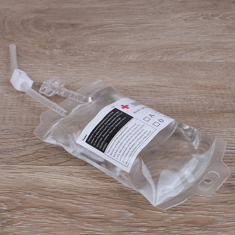 

350ml Transparent Clear Medical PVC Material Reusable Blood Energy Drink Bag Halloween Vampire Pouch Props