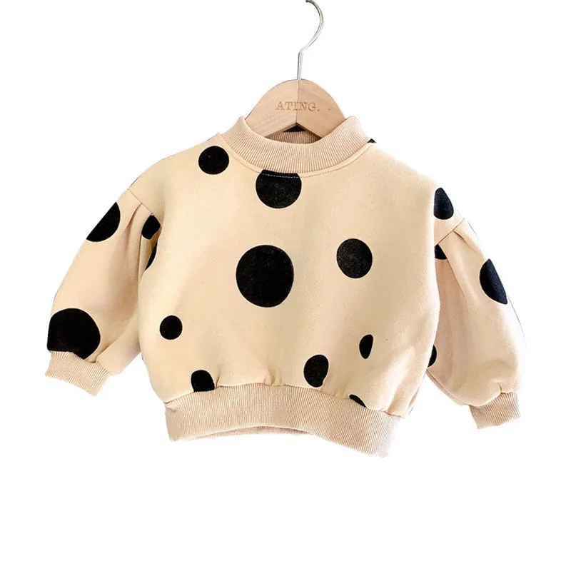 

Autumn Winter Baby Girl Hoodies Loose Style Print Dot Long Sleeves Sportswear Pullover Clothes Casual Toddler Girls Cotton Tops