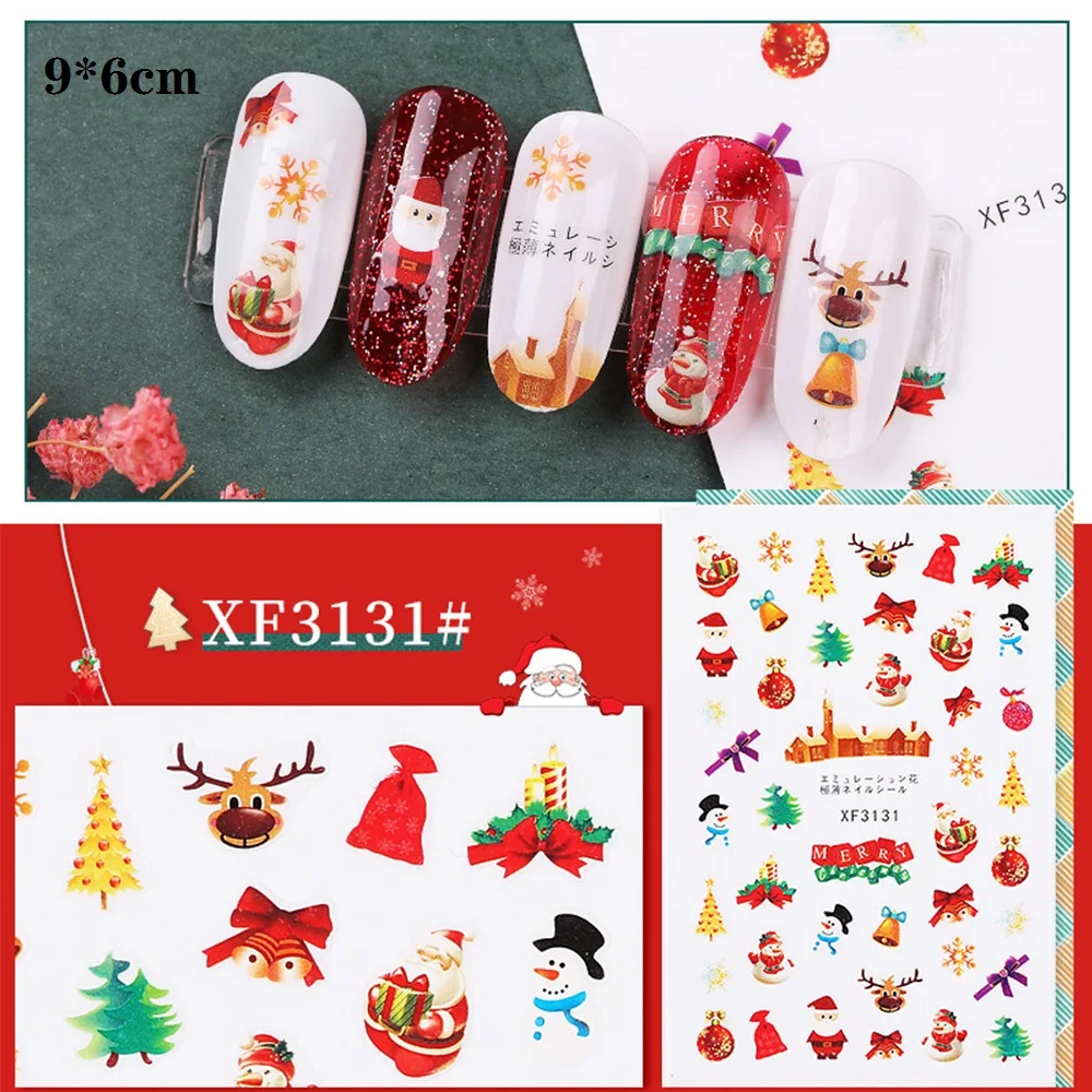 1 шт Рождественские елки наклейки s Mix Снежный Цветок красочный стикер оленя 3D клей милый стикер s Декор Санта-Клауса украшения для ногтей - Цвет: 3131