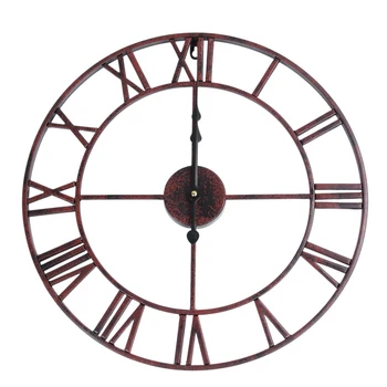 

Extra Large Vintage Style Statement Metal Wall Clock Country Style - Chocolate color
