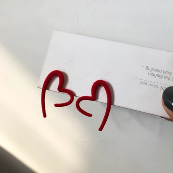 S925 needle Personality Jewelry Earrings Sweet Korean Fashion Women Jewelry Red Heart Earrings For Girl Student Party Gifts