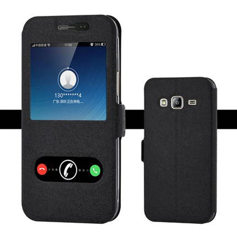 Флип чехол для Samsung Galaxy J3 2016 J320 J320F J3109 чехлы с открытым окошком из искусственной