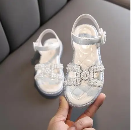 

Toddler Infant Shoes 2020 Summer Girls Sandals Bow-knot Diamond Soft Bottom Girls Princess Shoes Children Anti-collision Shoes