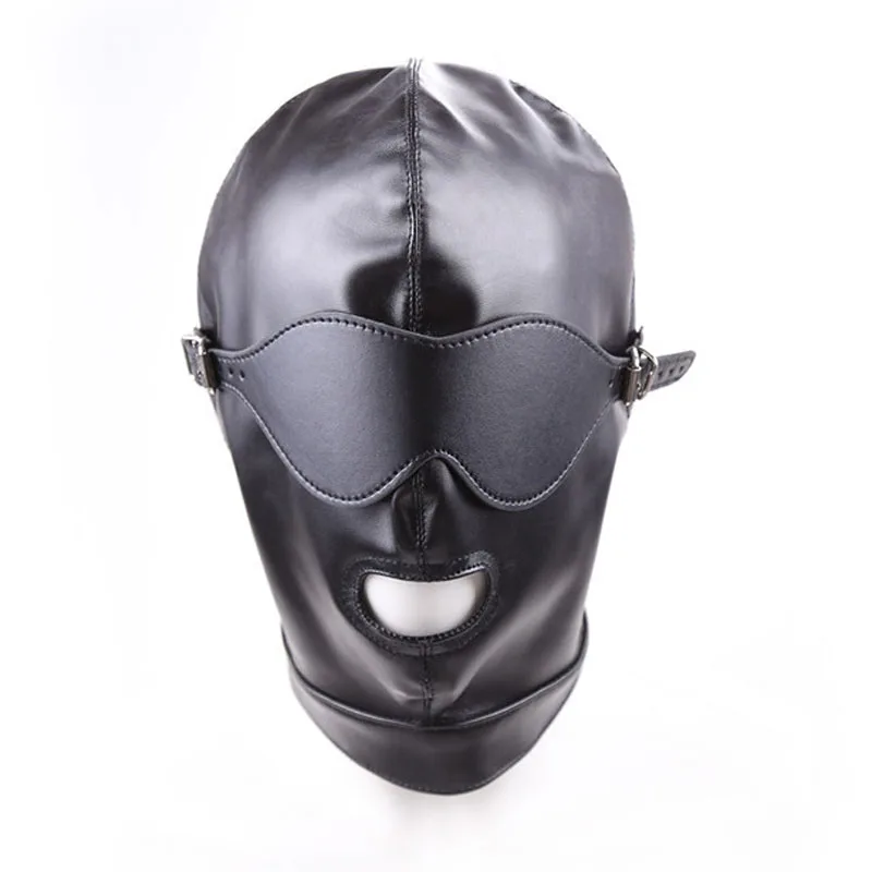 

Cosplay Adult Games BDSM Bondage Hood Blindfold Leather Mask Headgear Slave Restraints Fetish Women Sex Toys For Couples