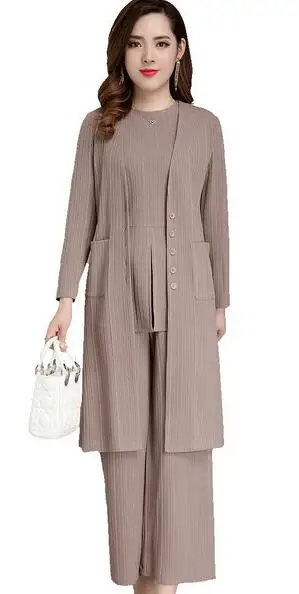 

Large Big Size Autumn Women 2 Piece Set Top And Pants Wide Legged Trousers Suit Set Office Lady Year-old Female DC155