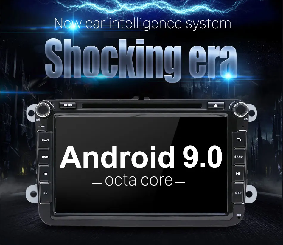 Top Eunavi 2 Din 4G 64G Android 9.0 car Multimedia Radio player for Volkswagen VW GOLF 5 6 Polo Bora JETTA B6 PASSAT Tiguan DVD GPS 4