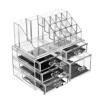 

Transparent Crystal Lipstick Rack Multifunctional Display Stand Set Lipstick Powder Cushion Jewelry Drawer Storage Box