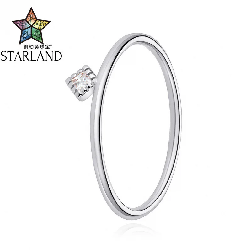 Starland OL стильное 925 пробы Серебряное кольцо с одним камнем для женщин, розовое золото, квадратное CZ Кольцо, свадебное кольцо, хорошее ювелирное изделие, подарок