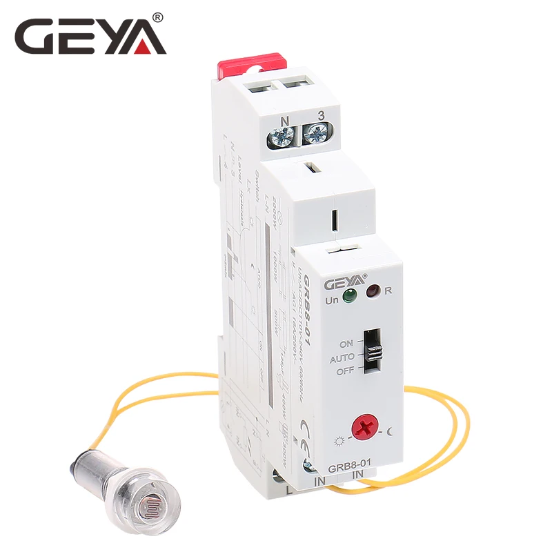 

GEYA GRB8-01 Din rail Twilight Switch Photoelectric Timer Light Sensor Relay AC110V-240V Auto ON OFF