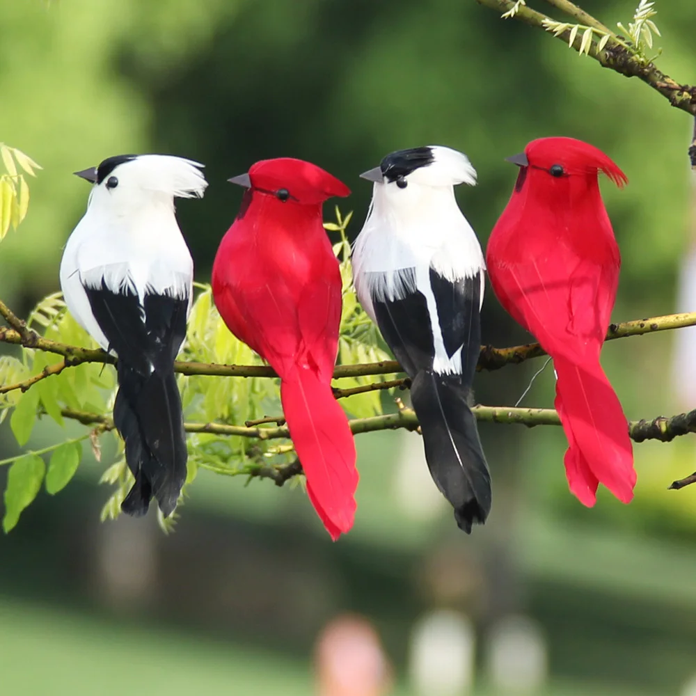 

12 Pcs/set Simulation Feathers Birds Clip On Christmas Tree Ornament 12cm Fake Animal Bird Garden Prop Decoration