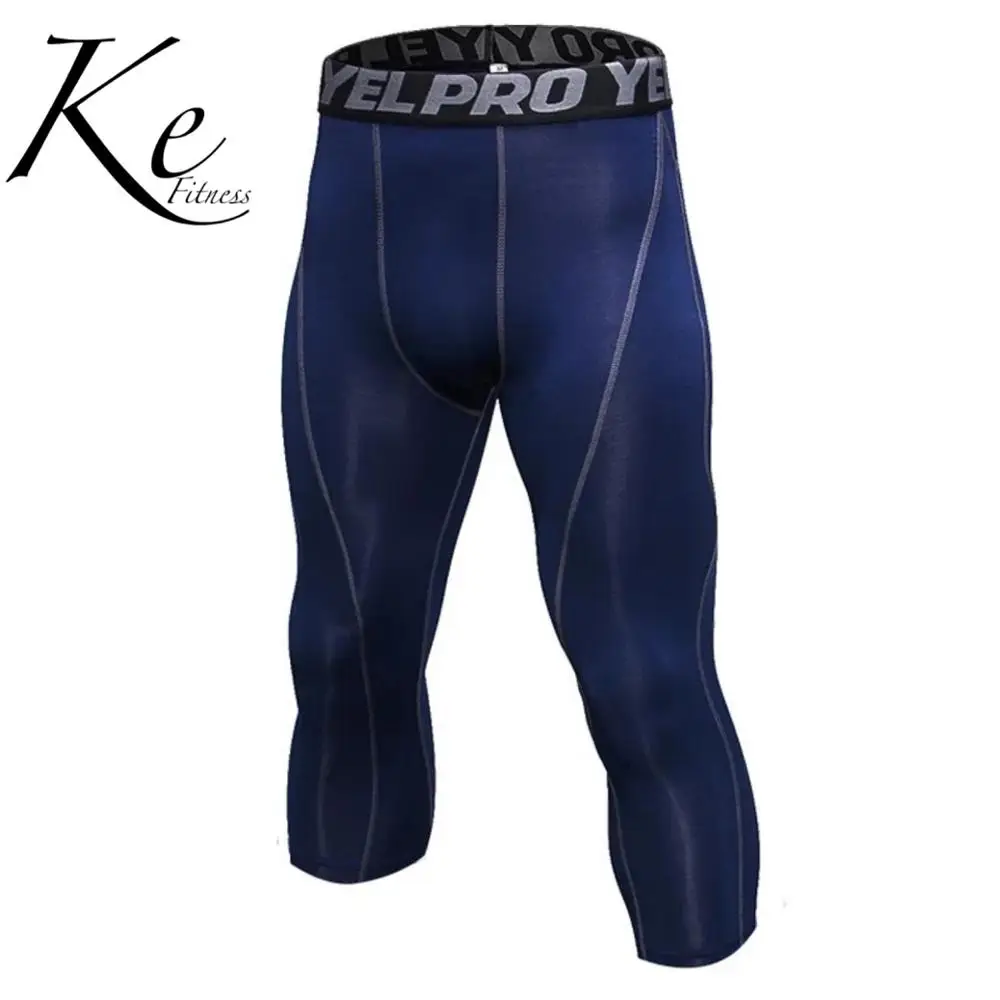 

KE Men's PRO Cropped Pants Fitness Running Training Tights Quick-drying Perspiration Breathable Stretch Pants men
