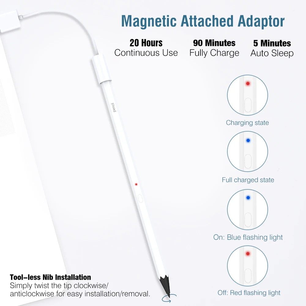 Магнитный стилус с ладонью активный перезаряжаемый цифровой карандаш для Apple iPad